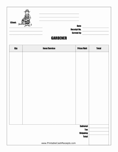 Landscaping Invoice Template Free Best Of This Gardener Receipt Can Be Used by A Gardener Lawn