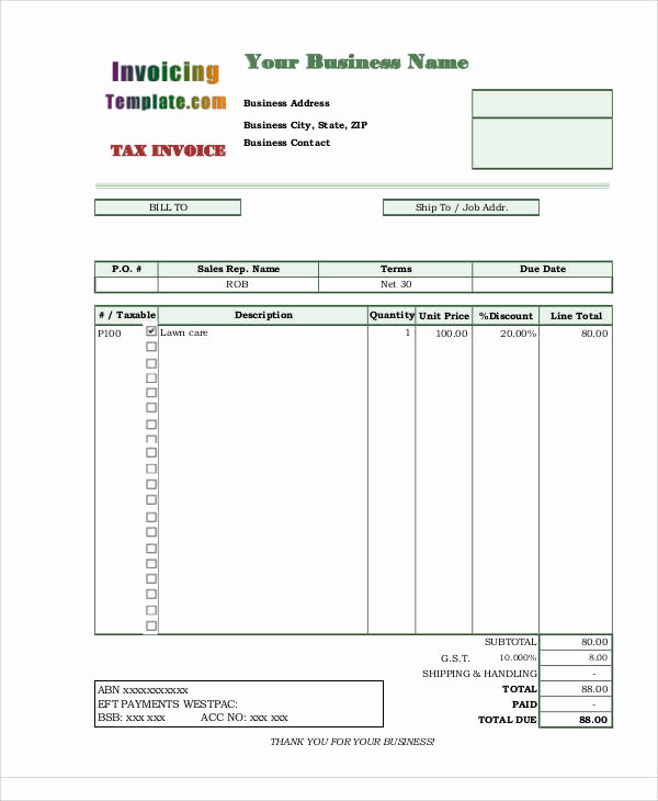 Landscaping Invoice Template Free Elegant Sample Landscaping Invoice 6 Examples In Pdf Word Excel