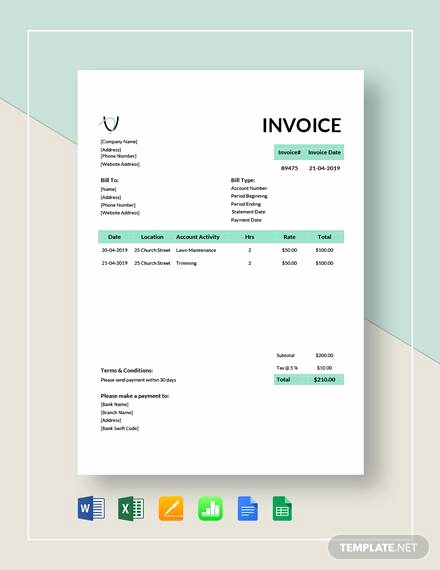 Landscaping Invoice Template Free Inspirational Sample Landscaping Invoice 6 Examples In Pdf Word Excel