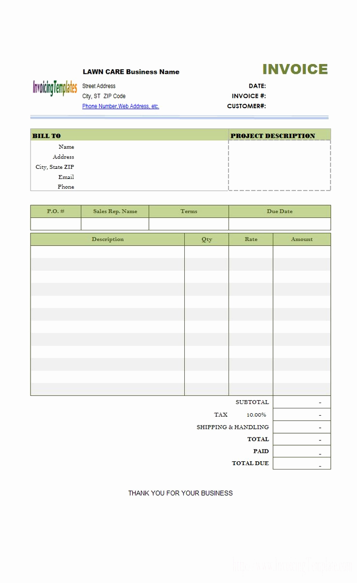 Landscaping Invoice Template Free Lovely Lawn Care Invoice Template