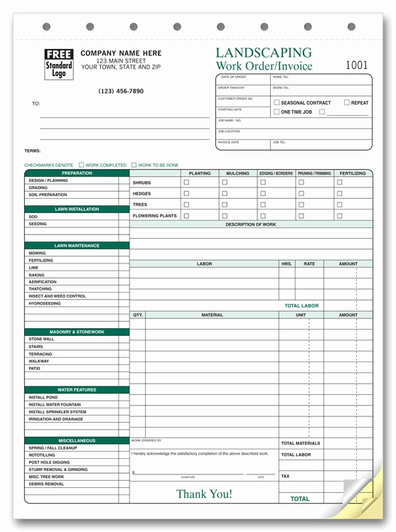 Landscaping Invoice Template Free Unique Landscaping Invoice Template