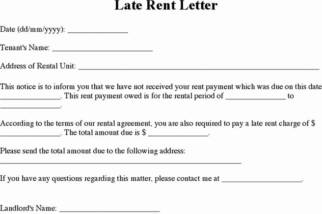 Late Rent Notice Template Lovely Rent and Lease Template