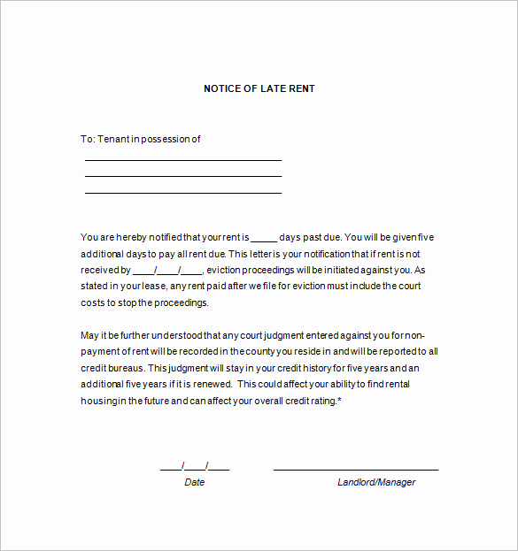 Late Rent Notice Template Luxury 11 Late Rent Notices Pdf Google Docs Ms Word Apple