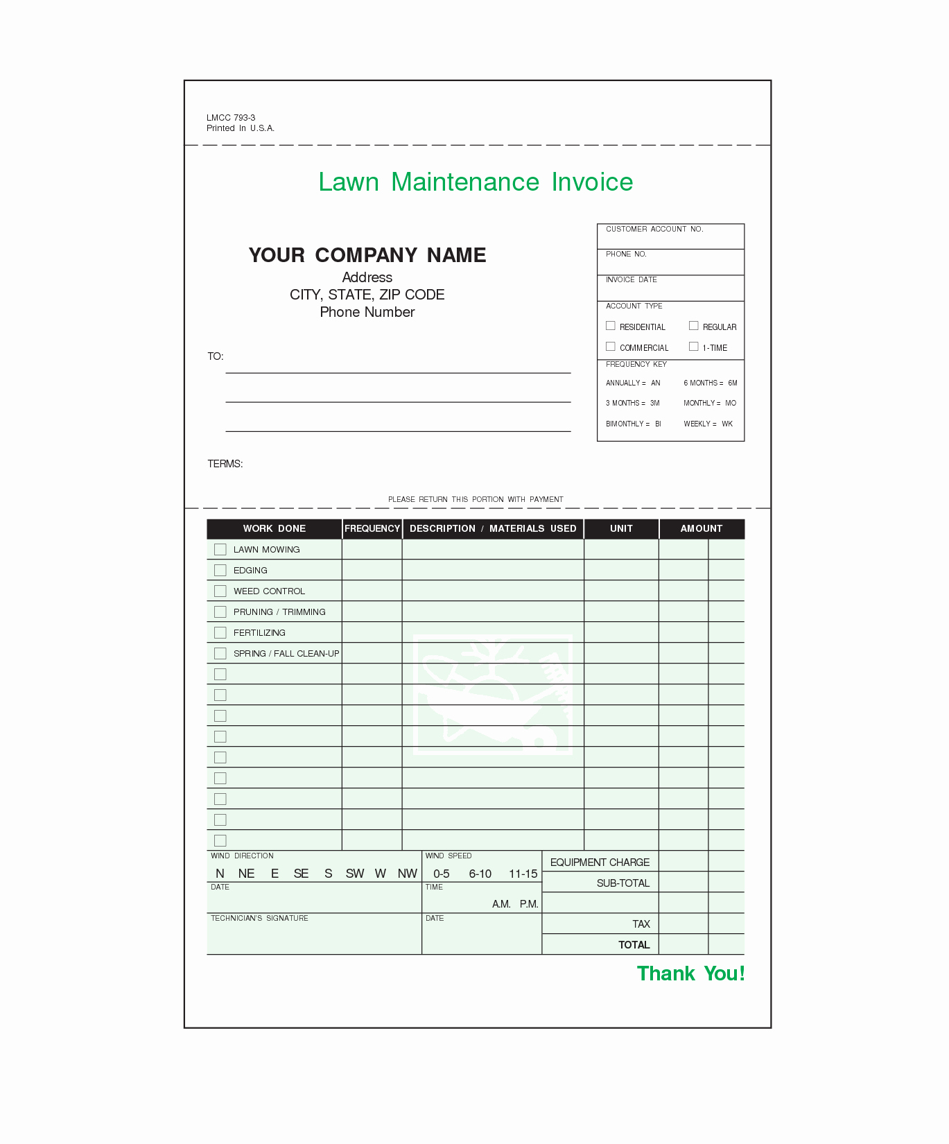 Lawn Care Invoice Template Awesome 1369×1650