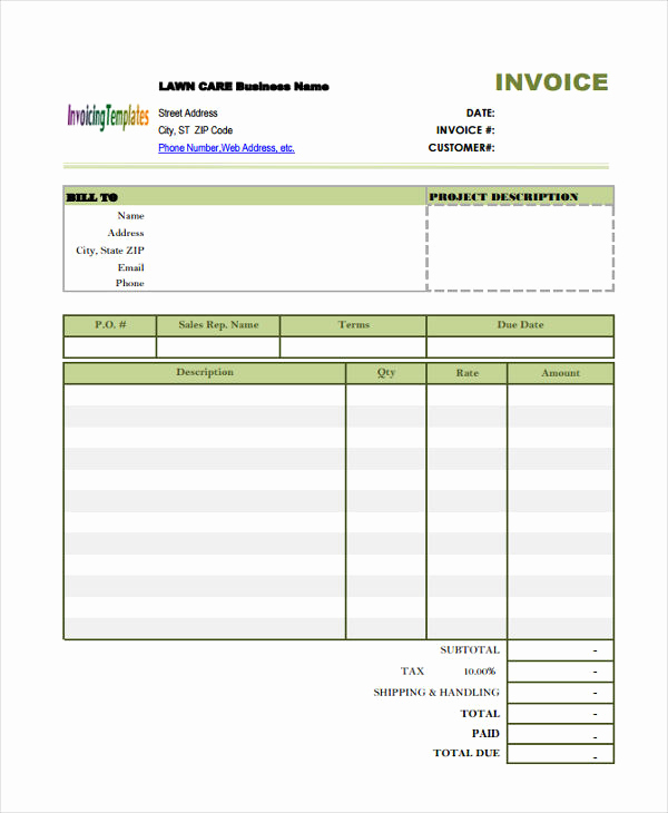Lawn Care Invoice Template Awesome 5 Lawn Care Invoice Templates Free Samples Examples