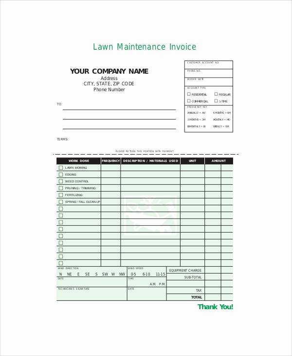 Lawn Care Invoice Template Lovely Sample Service Invoice 9 Documents In Pdf Word Docs