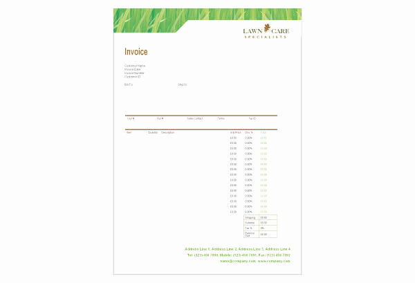 Lawn Care Invoice Template New Lawn Care Invoice Template