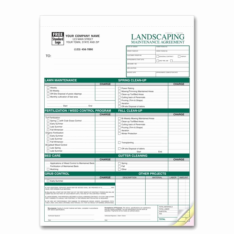 Lawn Care Invoice Template Pdf Elegant Landscaping Maintenance Agreements Custom Invoice