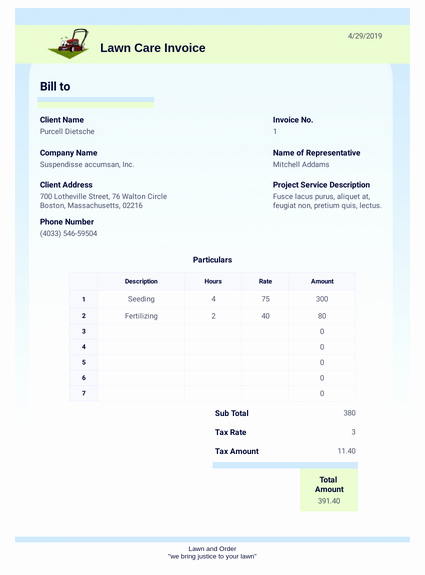 lawn care invoice template