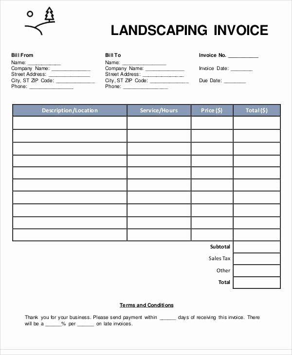 Lawn Care Invoice Template Pdf Lovely Sample Landscaping Invoice