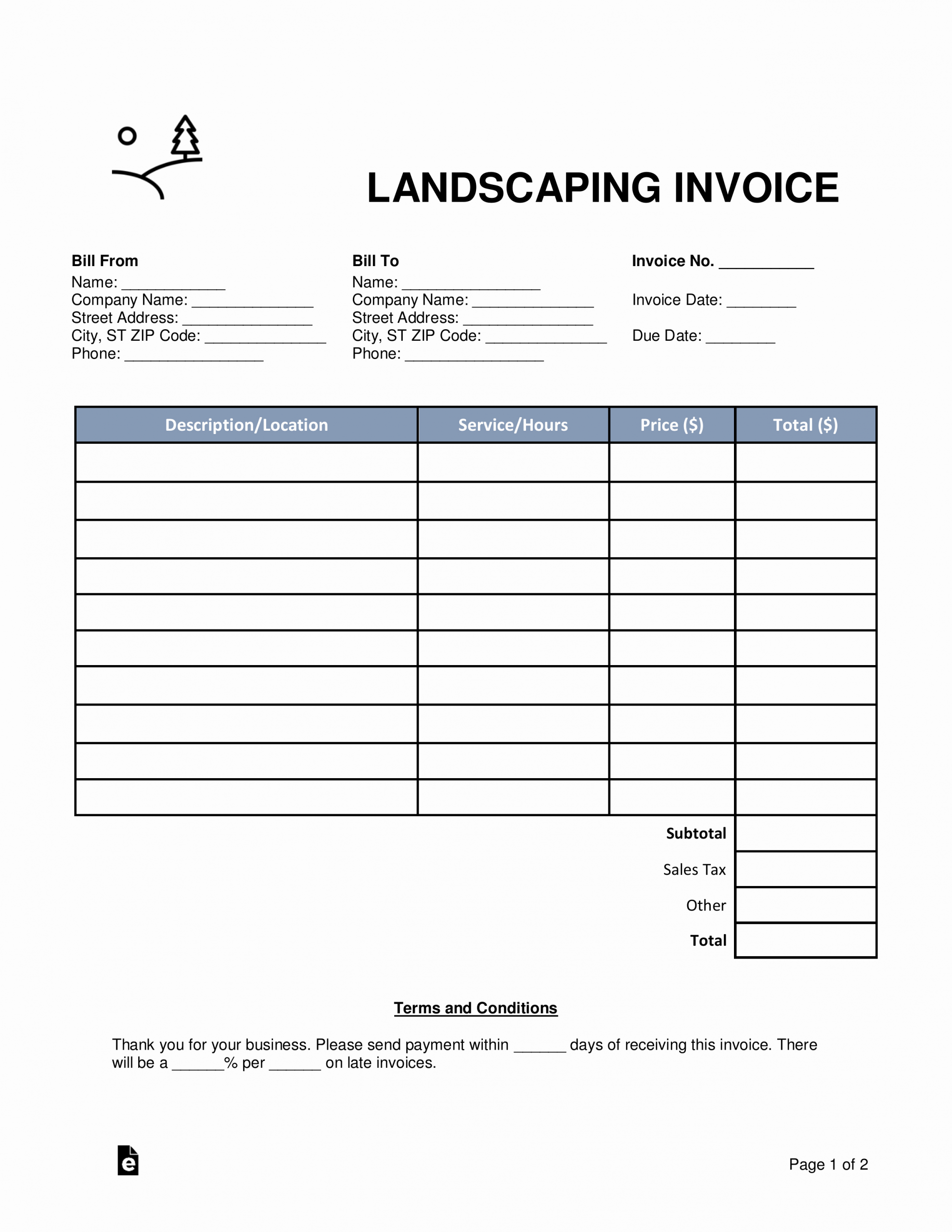 Lawn Care Invoice Template Pdf New Free Landscaping Invoice Template Word Pdf