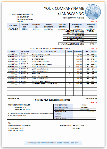 Lawn Care Invoice Template Pdf New Landscaping Invoice Template 9