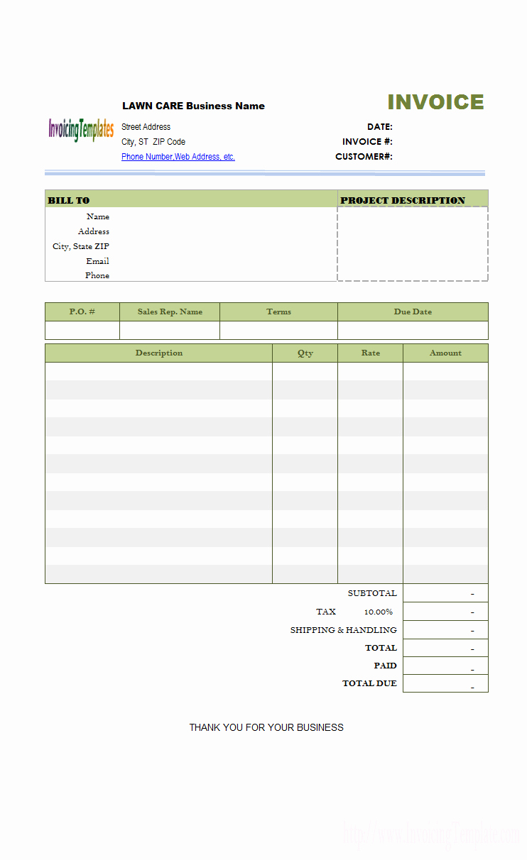 Lawn Care Invoice Template Pdf Unique Lawn Care Invoice Template