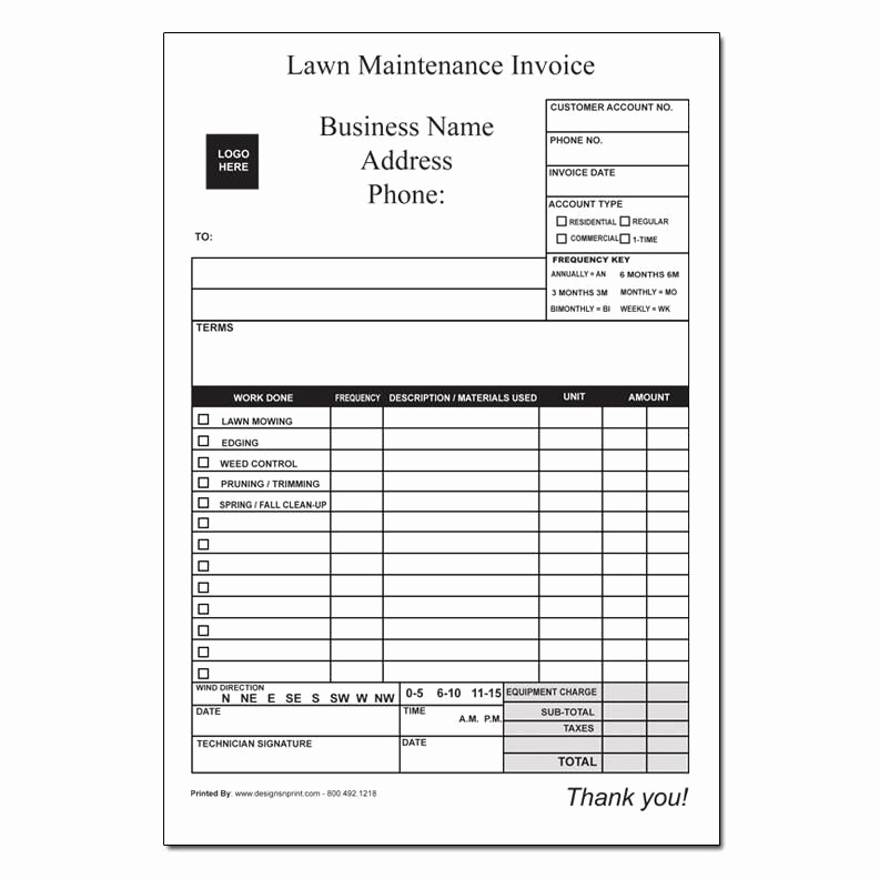 Lawn Care Invoice Template Unique Landscaping Invoice Work order Designsnprint