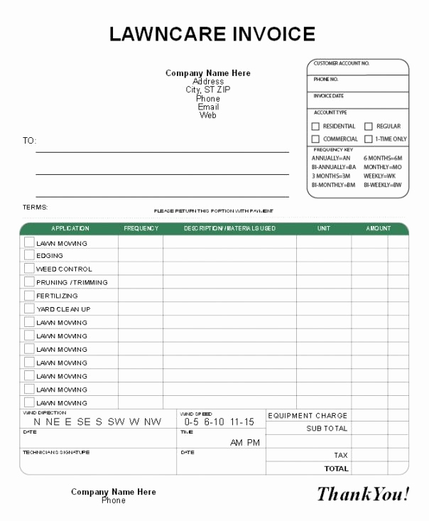 Lawn Care Invoice Template Unique Lawn Care Invoice Examples