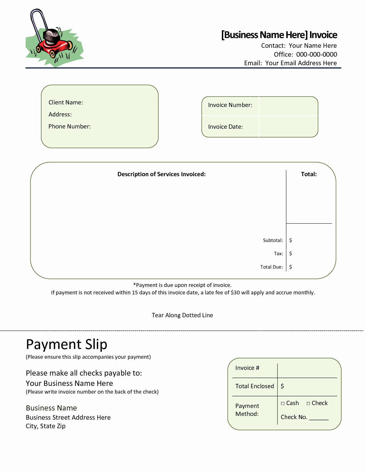 Lawn Service Invoice Template Elegant Landscaping Invoice Template