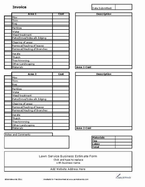 Lawn Service Invoice Template Excel Beautiful Lawn Service Business Invoice Excel Spreadsheet