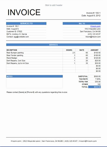 Lawn Service Invoice Template Excel Fresh Sample Service Invoice Port Productivity