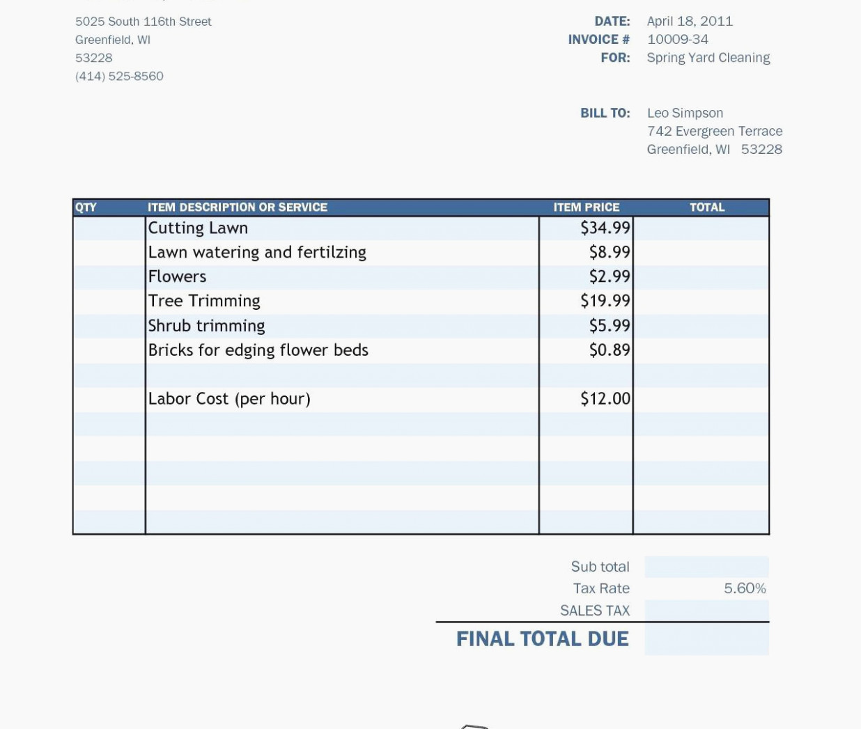 Lawn Service Invoice Template Excel Inspirational 15 Precautions You Must