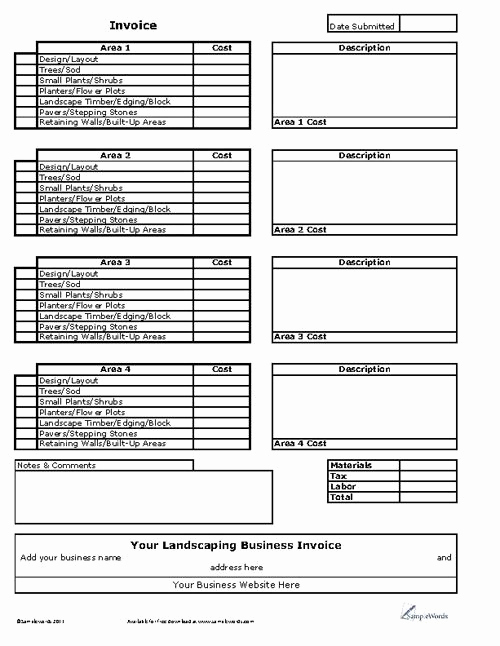 Lawn Service Invoice Template Excel New Landscaping Business Invoice Excel Spreadsheet