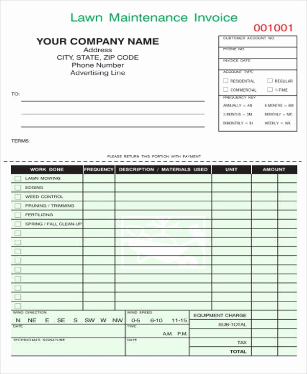 Lawn Service Invoice Template Inspirational Maintenance Invoice Templates
