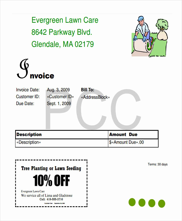 Lawn Service Invoice Template Unique 5 Lawn Care Invoice Templates Free Samples Examples