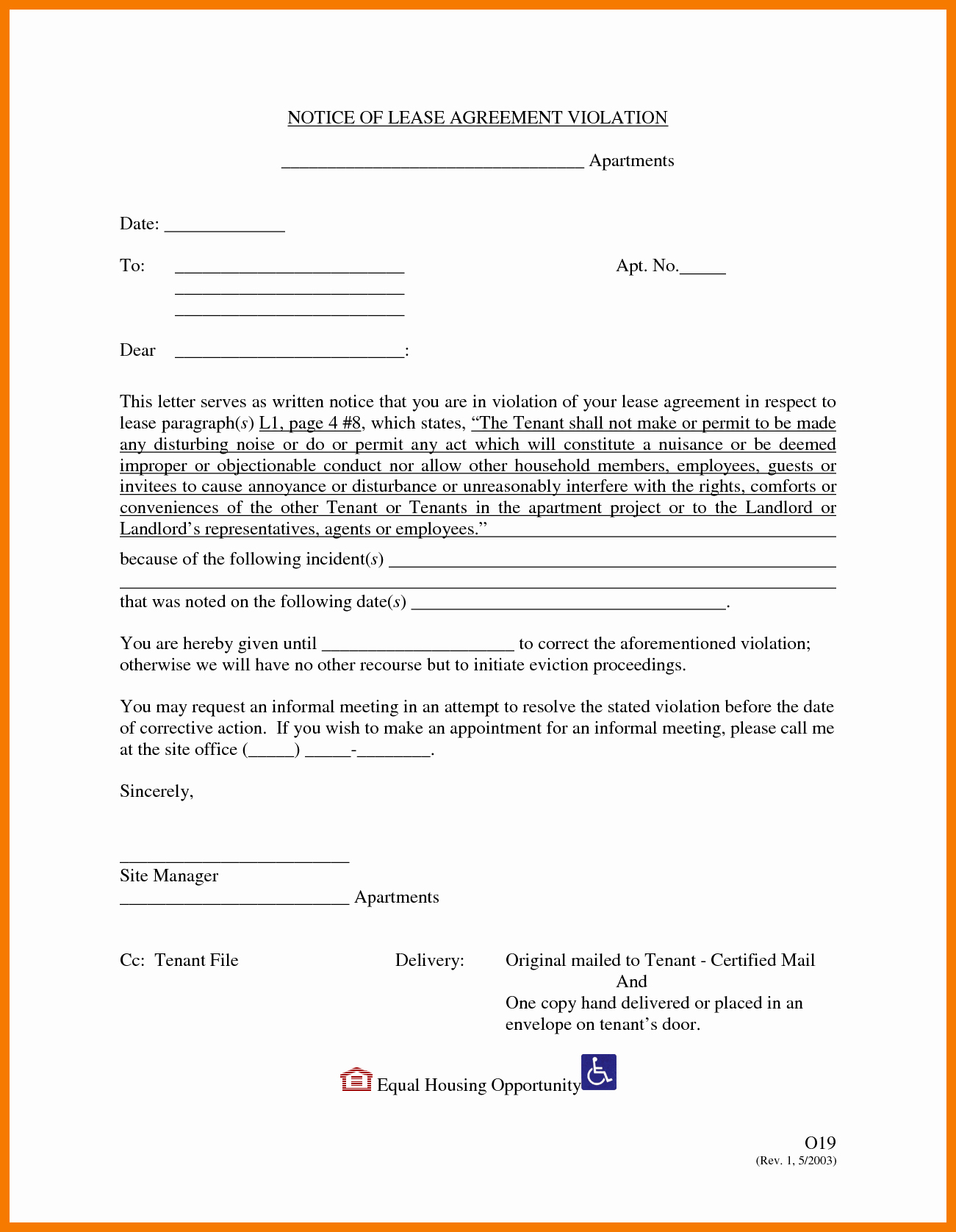 10 11 notice of lease violation letter