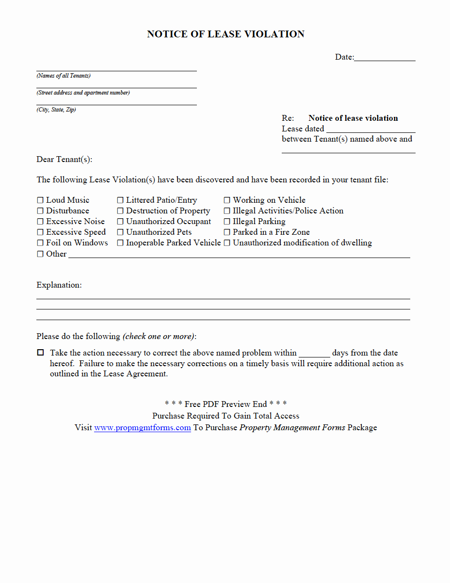 Lease Violation Notice Template Fresh Notice Of Lease Violation Pdf