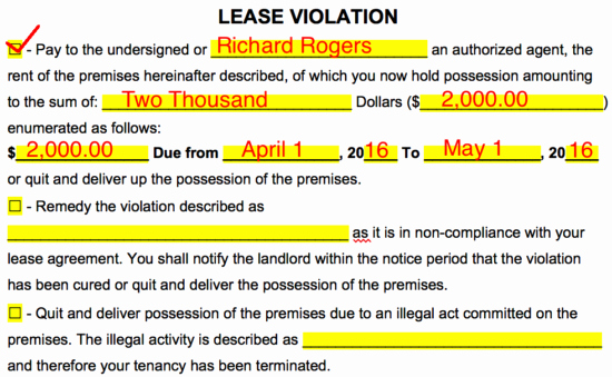 Lease Violation Notice Template Inspirational Free Eviction Notice Templates Notices to Quit Pdf