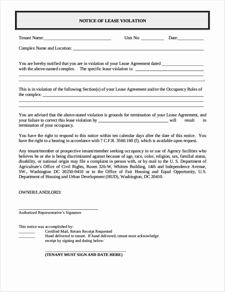 Lease Violation Notice Template New 8 Written Warning Letter