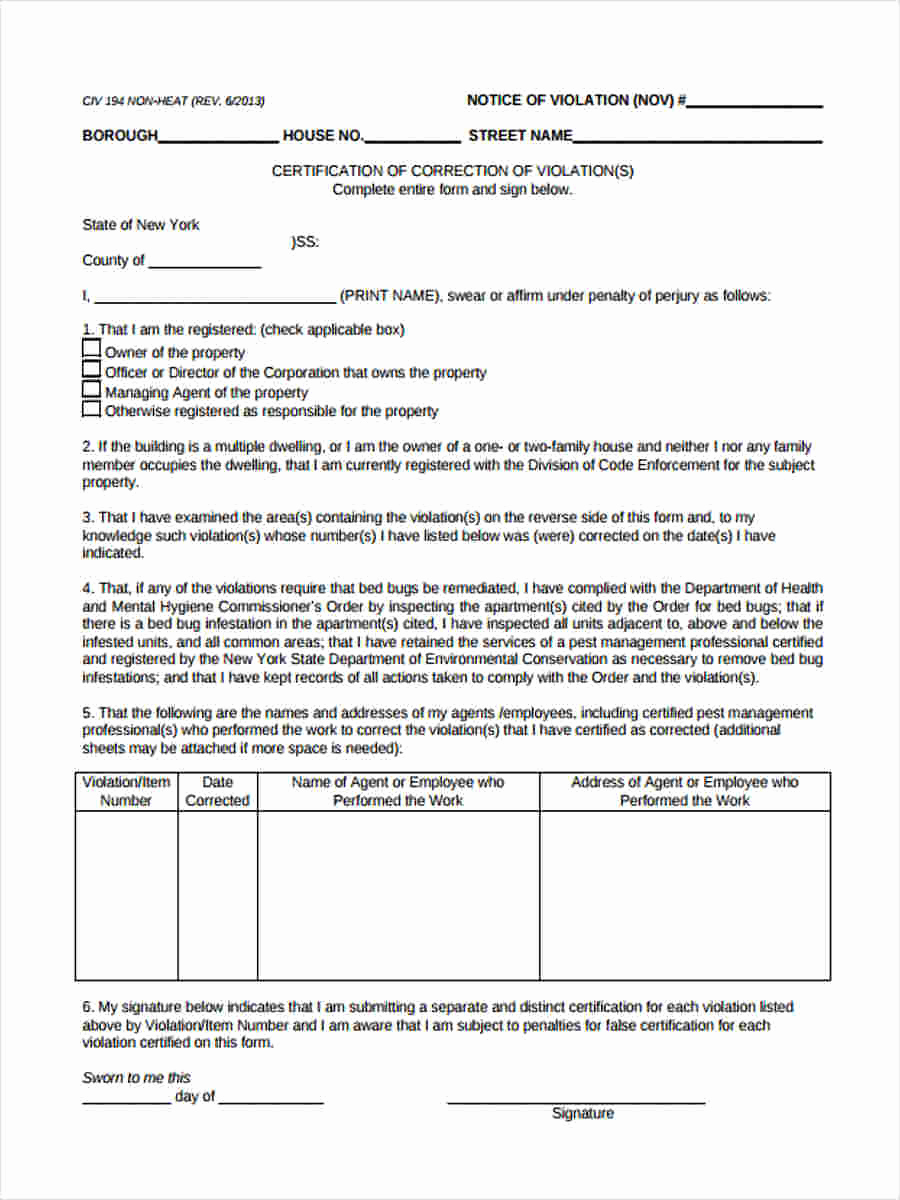 Lease Violation Notice Template New Free 7 Sample Notice Of Violation forms In Ms Word