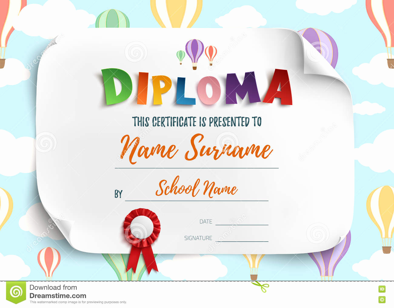 Life Saving Award Certificate Template Fresh Diploma Template for Kids Stock Vector Illustration Of