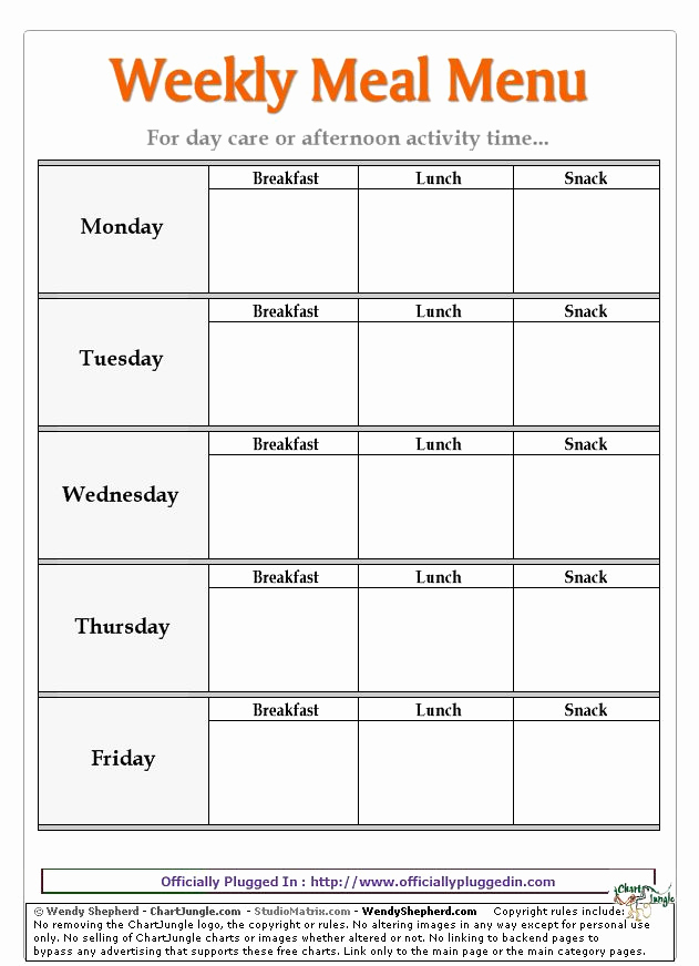 Lunch Menu Template Free Awesome 29 Best Images About Daycare Menus On Pinterest