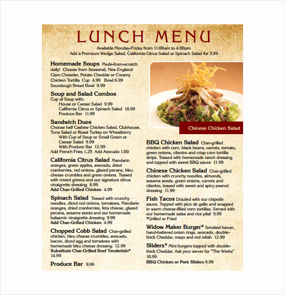 Lunch Menu Template Free Elegant Lunch Menu Template 32 Free Word Pdf Psd Eps