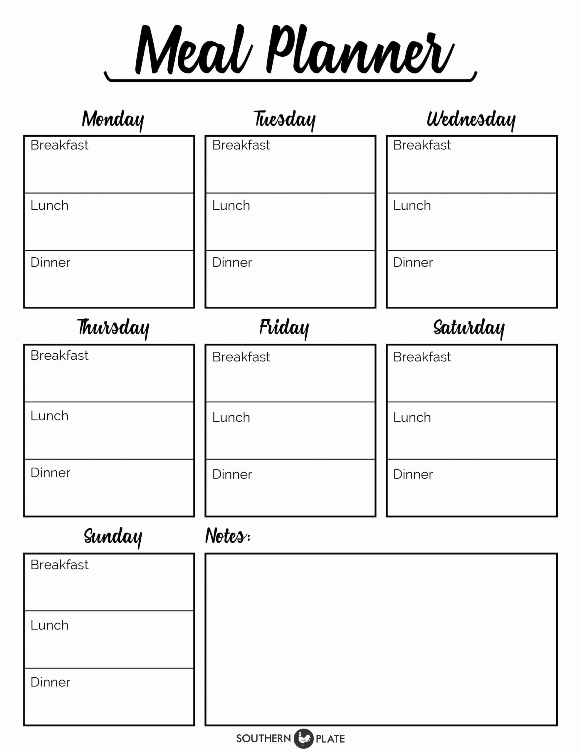 Lunch Menu Template Free Fresh Free Printable Menu Planner Sheet southern Plate