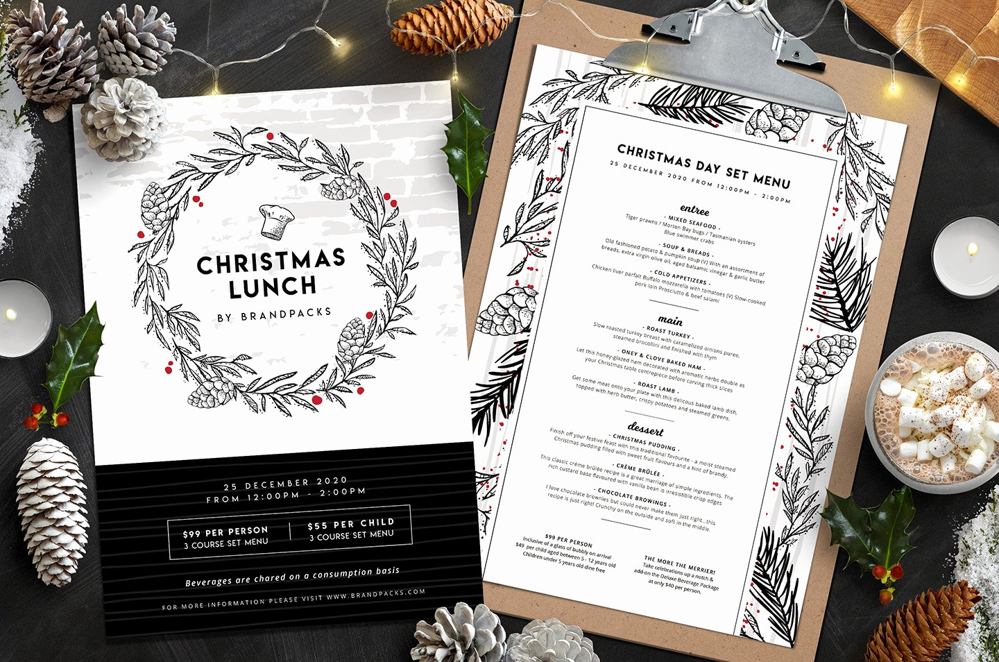 Lunch Menu Template Free Inspirational Christmas Menu Templates Flyer Templates Creative Market