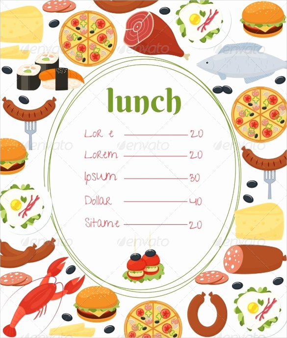 Lunch Menu Template Free Inspirational Lunch Menu Templates 34 Free Word Pdf Psd Eps