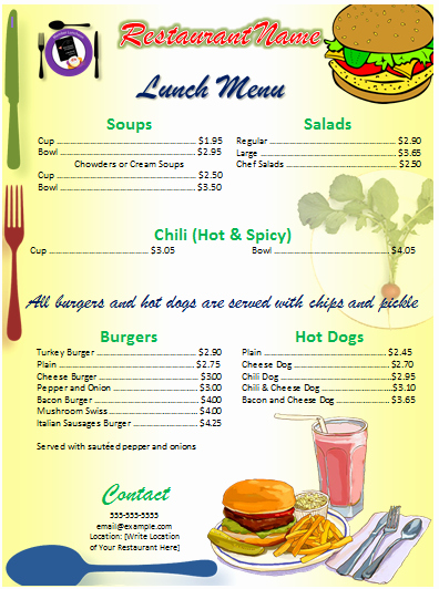 Lunch Menu Template Free New Menu Template Word