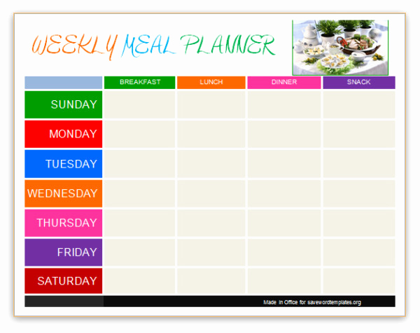 Lunch Menu Template Word Luxury Weekly Meal Planner Template Word – Printable Planner Template