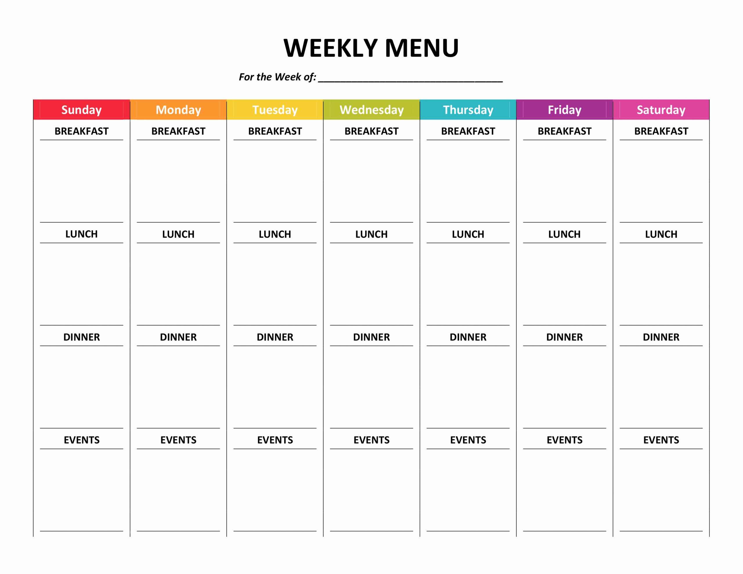 Lunch Menu Template Word New Menu Planner