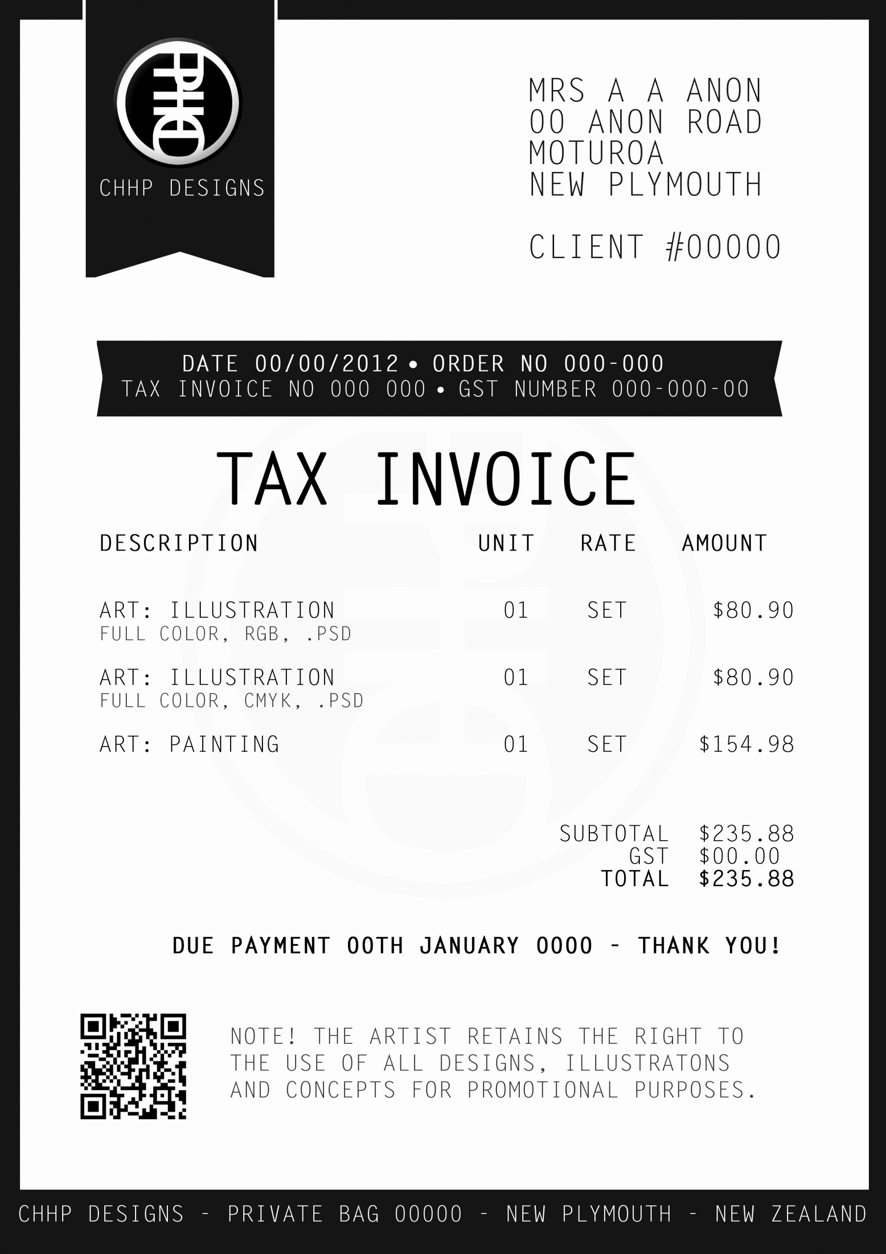 freelance makeup artist invoice template