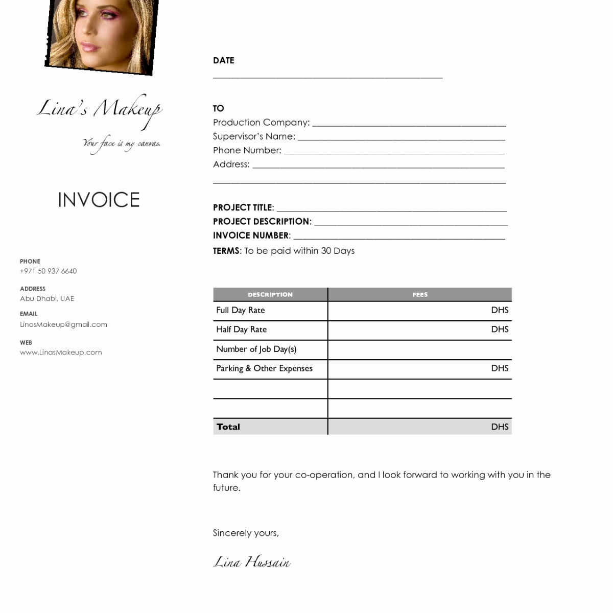 Makeup Artist Invoice Template Fresh Makeup Invoice Template