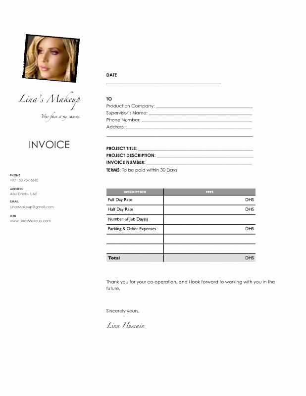 Makeup Artist Invoice Template Unique Graphic Design Contracts