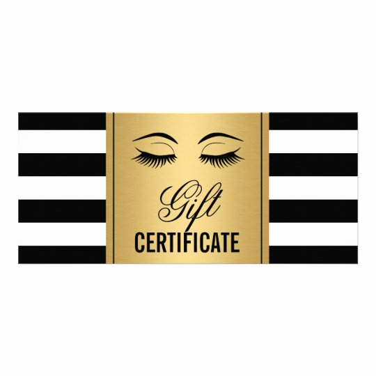 Makeup Gift Certificate Template Beautiful Eyelashes Makeup Gift Certificate Gold B&amp;w Stripes