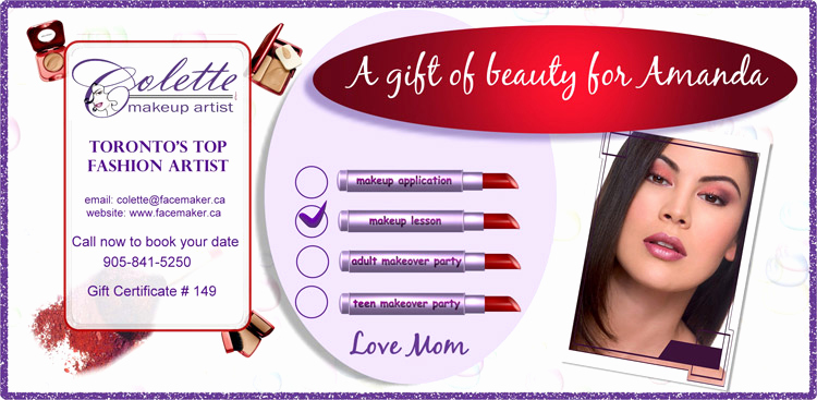 Makeup Gift Certificate Template Best Of Makeup T Certificates toronto Colette Beauty T