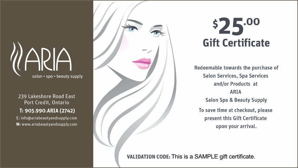 Makeup Gift Certificate Template Inspirational Aria Gift Certificates