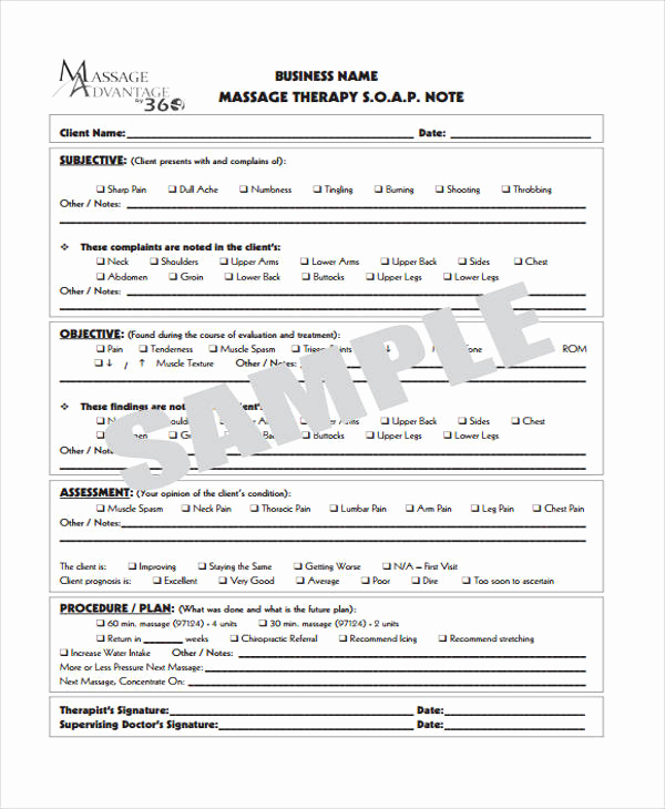 Massage therapy soap Note Template Lovely 25 Sample Note Templates