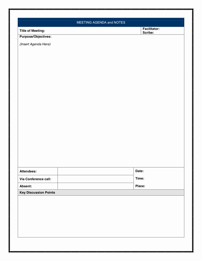 Meeting Notes Template Word Elegant Agenda and Meeting Notes Template In Word and Pdf formats