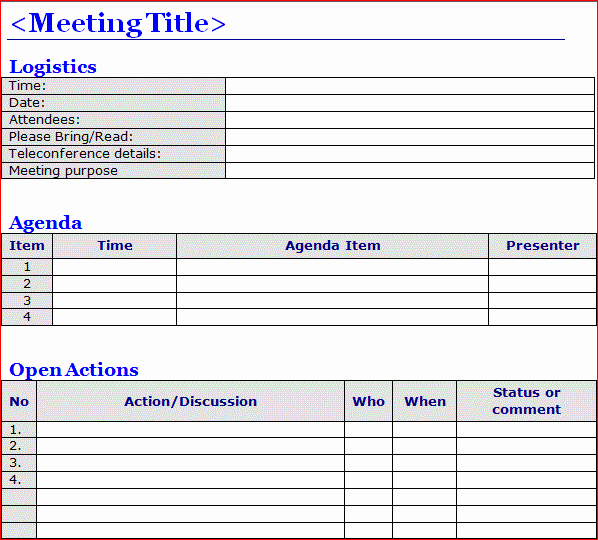 Meeting Notes Template Word Fresh 6 Meeting Minutes Templates Excel Pdf formats