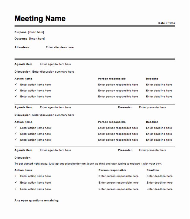 Meeting Notes Template Word Fresh Meeting Action Items Template Word – Kanza